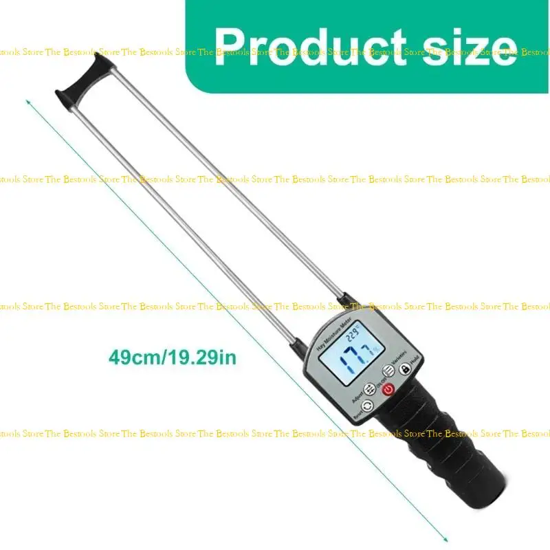 12pf متر الرطوبة الرقمية مقياس الرطوبة المسبار لبرسيم الأعلاف واختبار الرطوبة الخلفية المحمولة القش