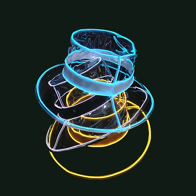 Creative Transparent Hat Luminous Fluorescent Prop Carnival Fashion Glowing Fishmen Cap Personality Light Up Night Show Headwear