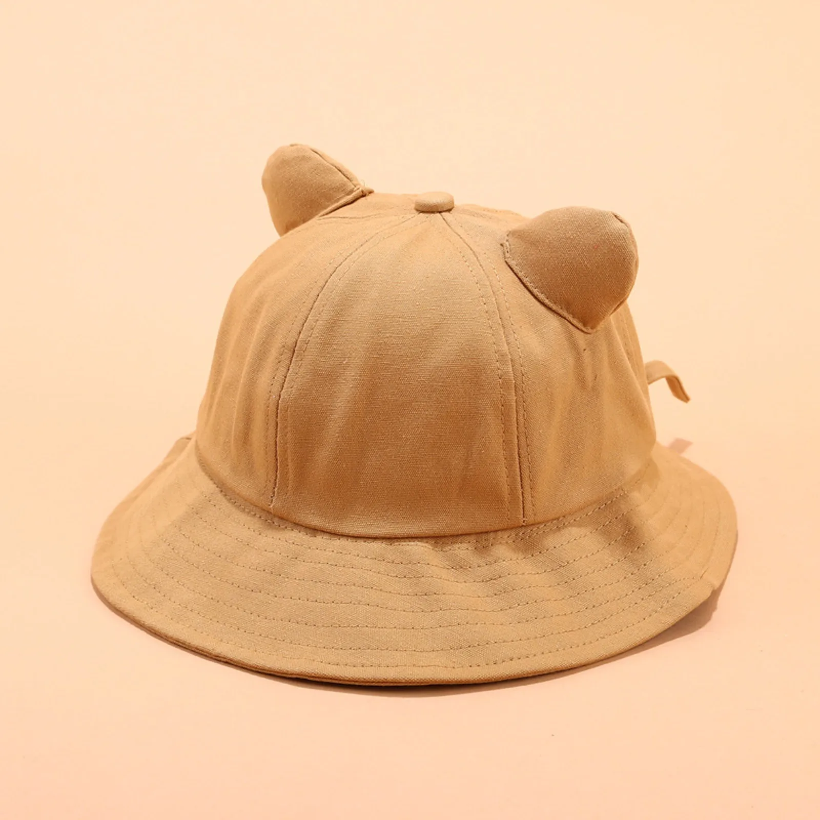 Women Cute Solid Color Cotton Bucket Hat Cute Cartoon Cat Ear Beach Hat Fisherman Hat Sun Cap Kids Outdoor Travel