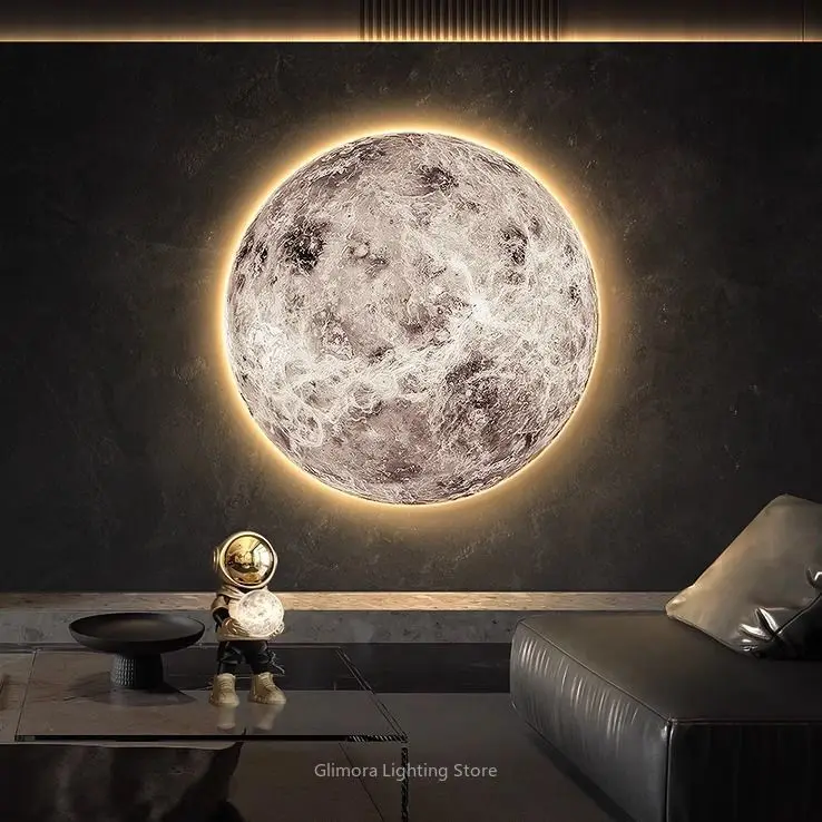 

Textured Sandstone Moon Wall Art for Living Room,LED Light Painting for Bedroom Headboard Entryway, Illuminated Glow Mural Decor