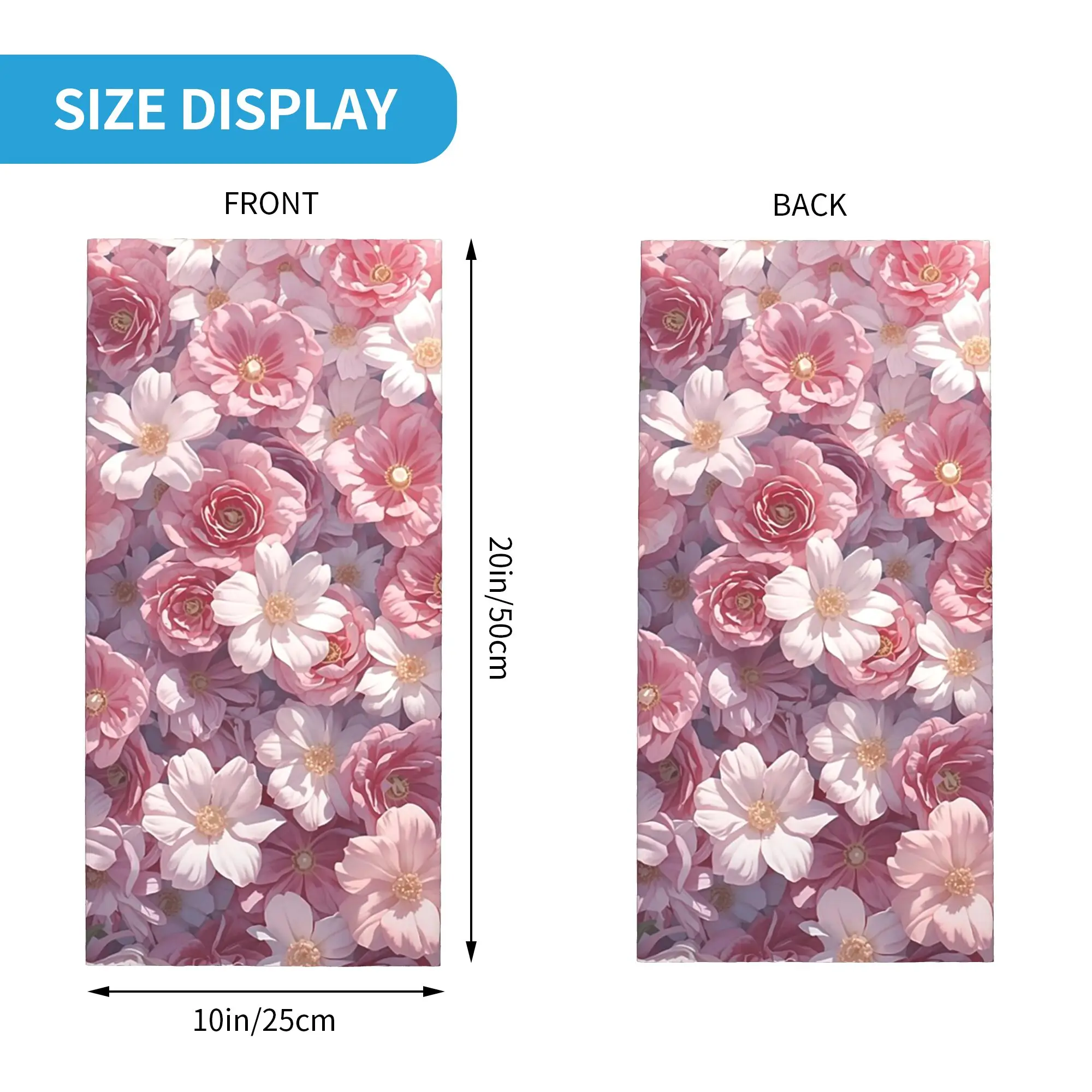 Pink Floral Garden Pattern Bandana Neck Gaiter Printed Magic Scarf Face Mask Hiking Fishing Unisex Adult Breathable