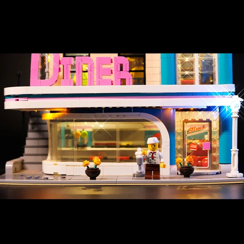 Kit de luz LED DIY para LEGO 10260 Downtown Diner Building Block Set (apenas luz LED, sem modelo de blocos)