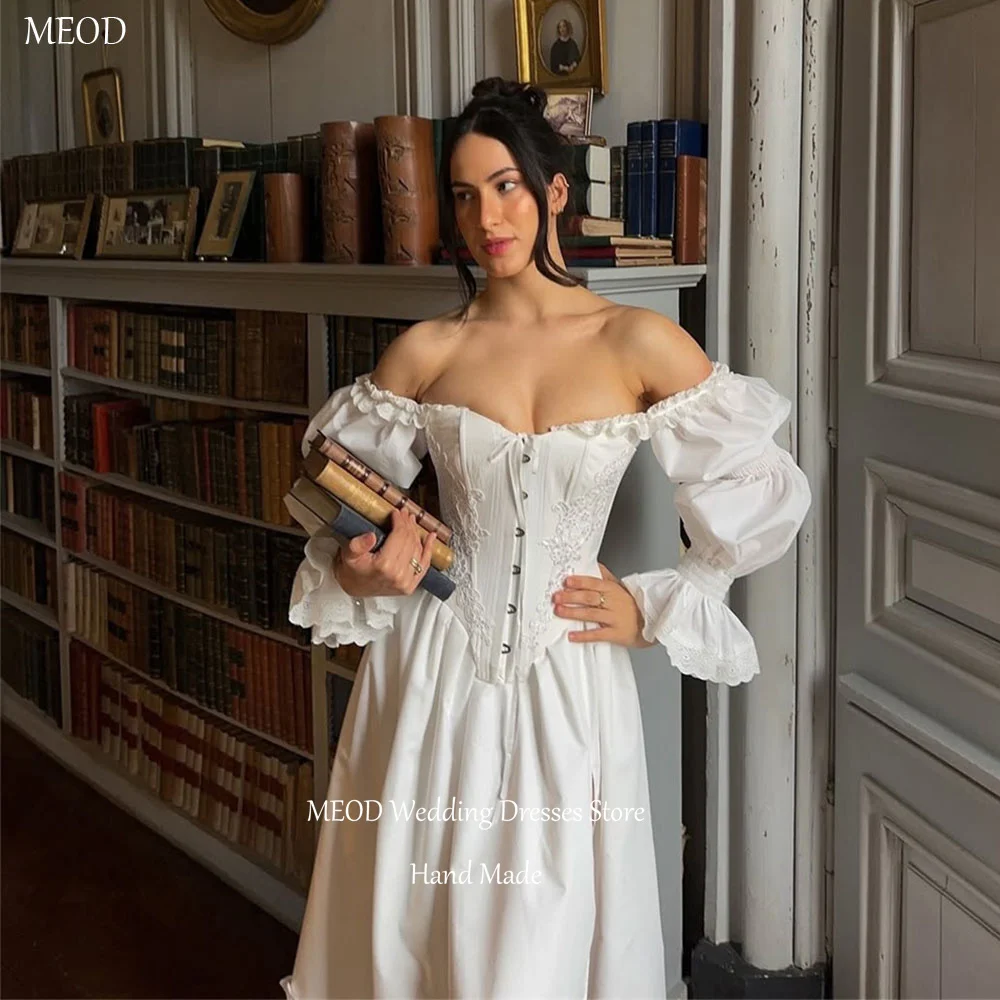 

MEOD Modern Wedding Dresses Off The Shoulder Floor Length A Line Vestido De Novia Long Sleeves Formal Robe De Mariée Customized