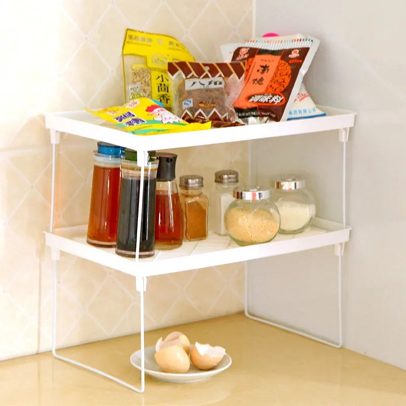 Home Organizer Foldable Storage Rack Closet Cabinet Storage Holder Kitchen Spice Rack Bathroom Shelf Countertop Finishing Rack