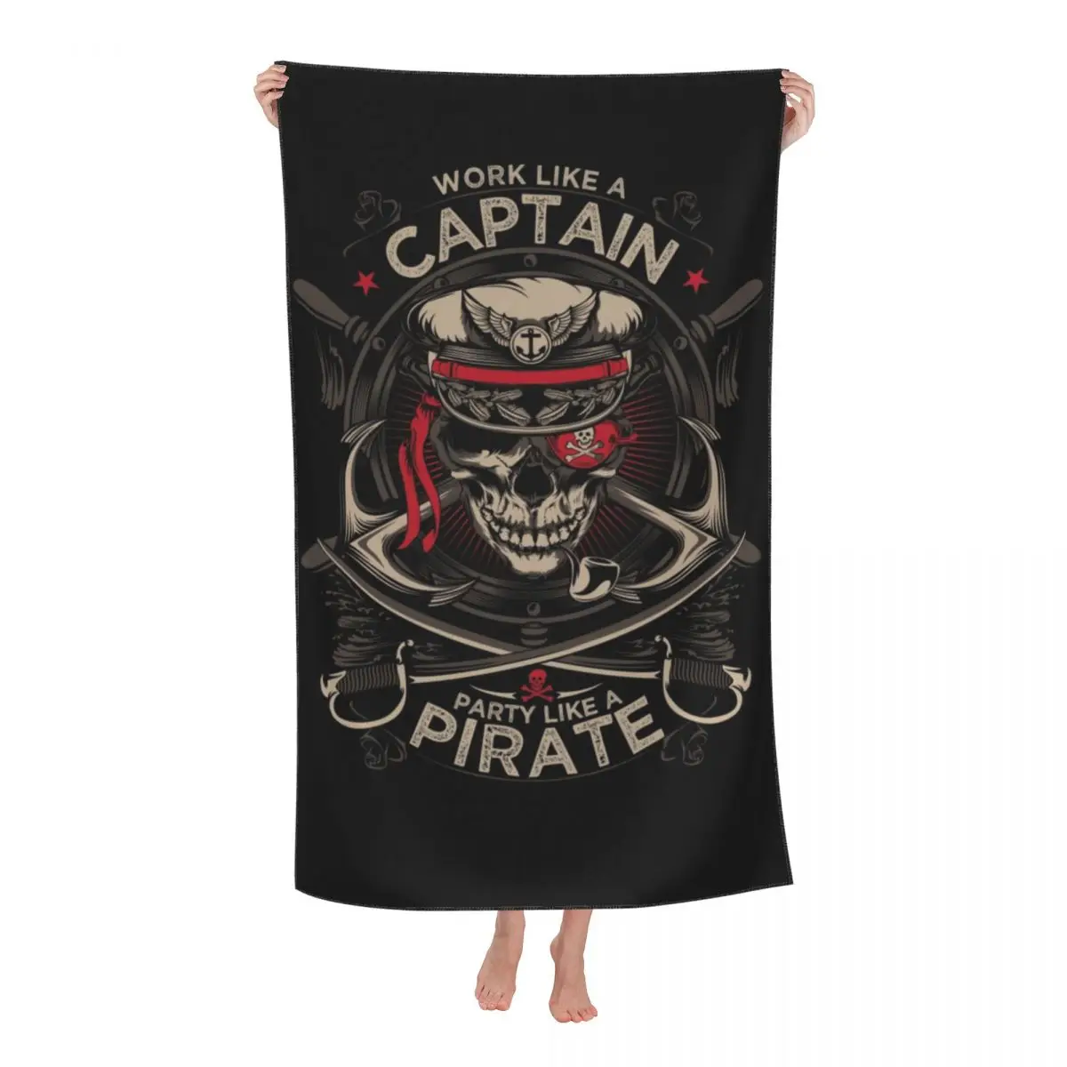 

Personalized Quick Drying Microfiber Beach Bath Towel Absorbent Nautical Skull Sailor Sports Shower Towels