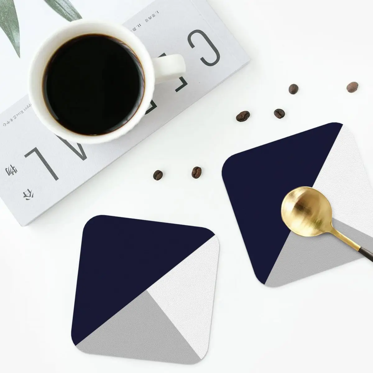 Tricolor Navy Blue Silver Gray And White Coaster Hot Pad Decoration And Accessories For Table Mat For Kitchen Napkins Coffee Mat