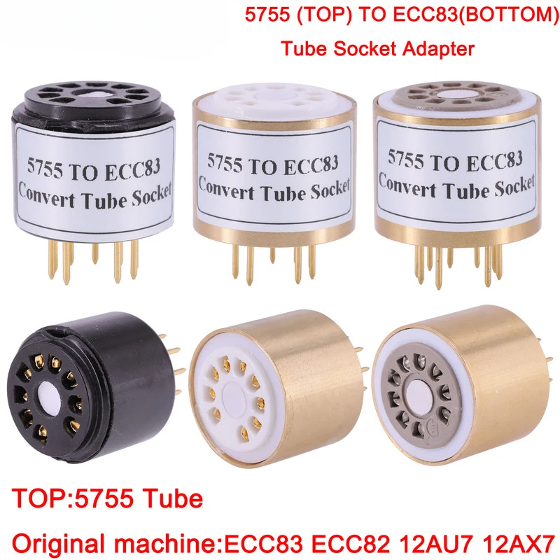 9Pin Tube Adapter Converter, WE420A 5755 to 12AX7 12AU7 ECC83 for Tube Amplifier