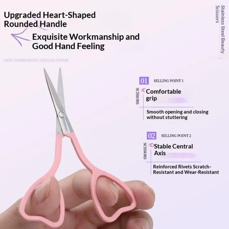 Heart Design Eyebrow Trimmer Scissors with Anti-Slip Handle for Expert-Level Precision and Control