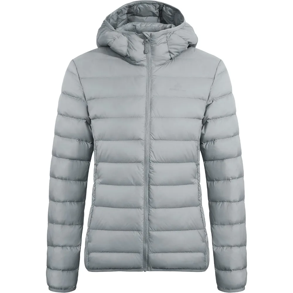 Pioneer Camp Women's Packable Down Puffer Jacket Ultralight Water Resistant Puffy Winter Coats with Hood Warm for Travel