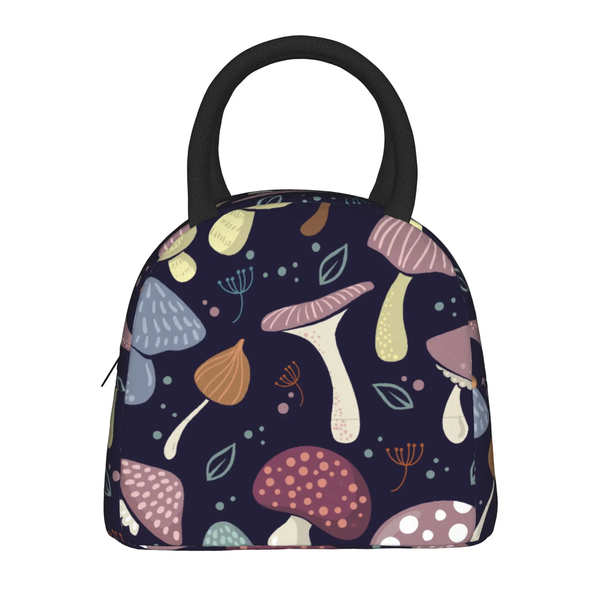 Leaf and Mushroom Pattern  Insulated Lunch Bag Thermal Bag Meal Container  High Capacity Tote Lunch Box Girl Boy School  Travel