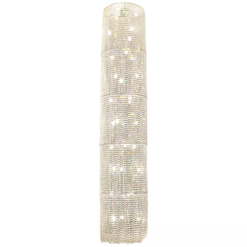 

Light luxury duplex stair chandelier, crystal luxury atmosphere, villa living room chandelier