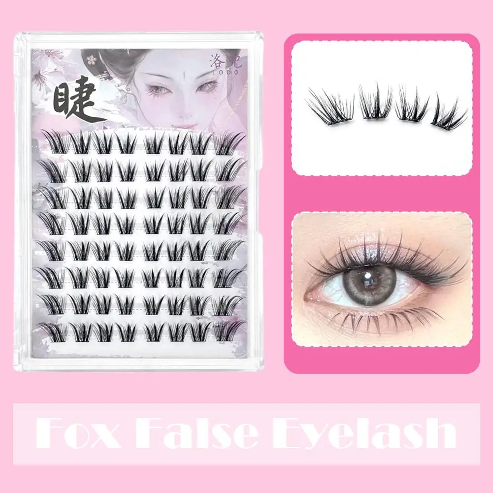 False Eyelashes Chinese Style Fox Nine Tailed Fox Slanted Flying Eyes Segmented Cluster Natural Tool Single Beauty Z4K1