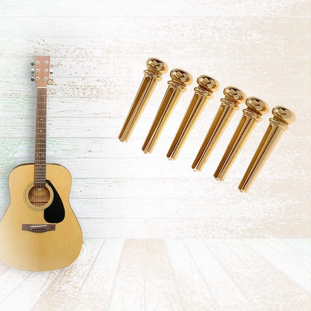 Guitar Bridge Pins 6Pcs Brass Endpin for Acoustic Guitar with Guitar Bridge Pin Puller