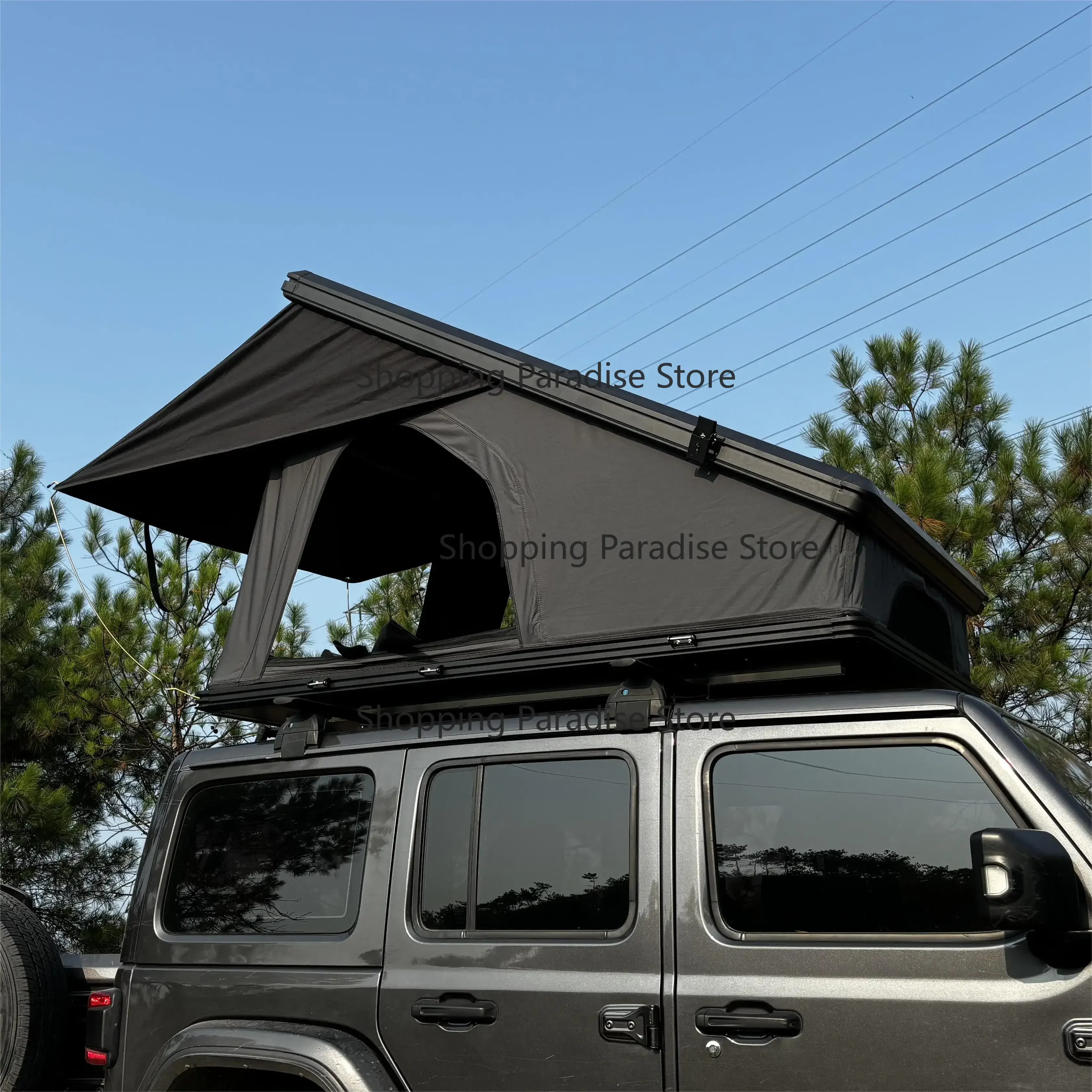 Portable Elevated Triangle Hard Shell Roof Top Tent Waterproof Folding Car Camping Outdoor Travel with Bigger Space