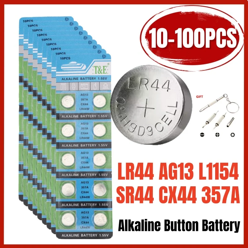 

AG13 LR44 1.5V Alkaline Button Battery Cell Coin Battery L1154 SR44 357 Button Cell Batteries For Watch Toy 160mAh