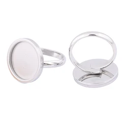 5pcs Stainless Steel Adjustable 16mm Cabochon Ring Base Settings Diy Bezel Blanks For Fingerring Jewelry Making Supplies