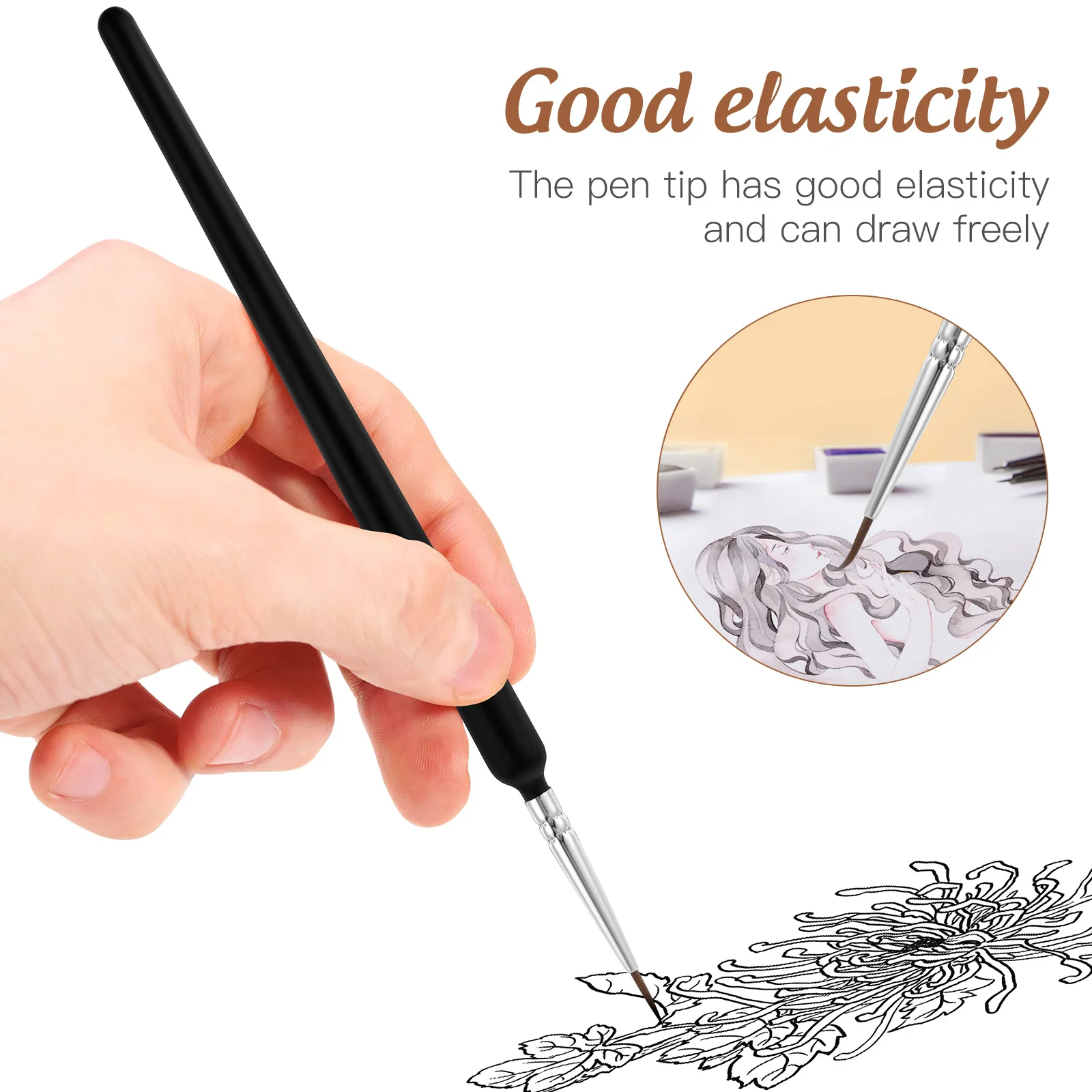 مجموعة فرش طلاء صغيرة مكونة من 3 قطع للألوان المائية والزيت الغواش والأكريليك ذات طرف رفيع وأدوات الرسم المصغرة واللوازم الفنية الحرفية للأطفال #6