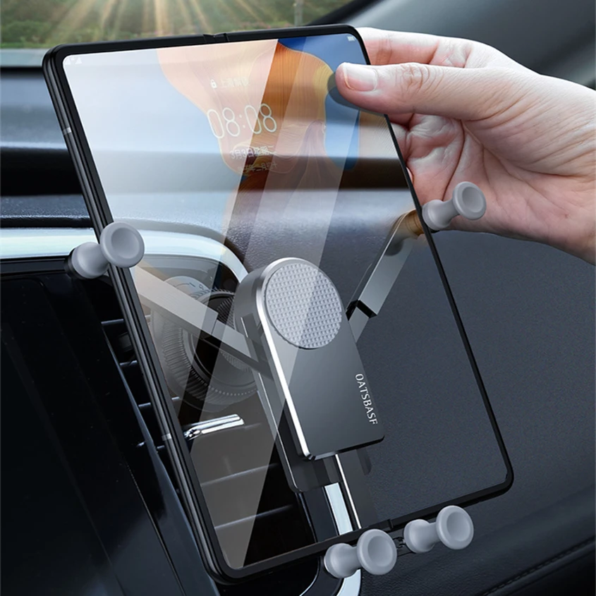 Metal Air Vent Support Telephone Car Phone Holder for Samsung Galaxy Z Fold 2 3 S21 S22 Plus Universal Auto Gravity Stand Mount