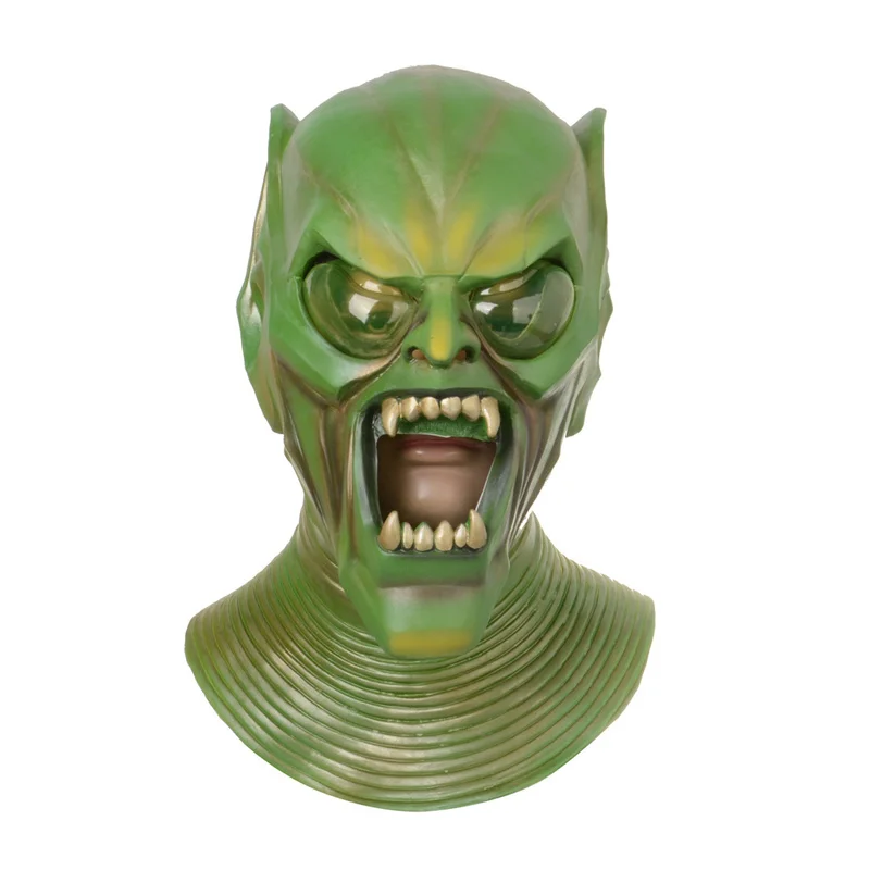 Green Goblin Devil Full Face Mask Halloween Cosplay Party Monster Costume Props Scary Demon Latex Masks New Year Gift for Kids