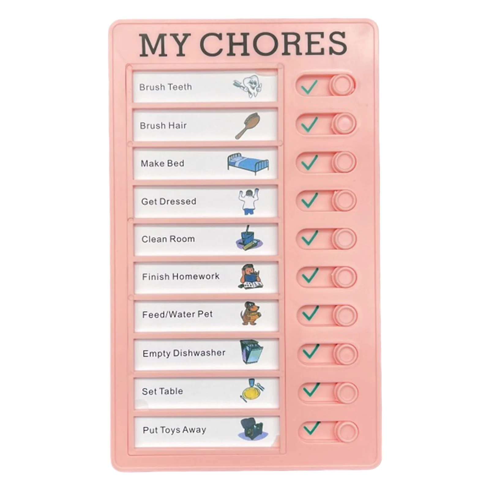 Kids Chore Chart Plastic Checklist Board Portable Chore Chart with Detachable Cardstock for Kids Adults