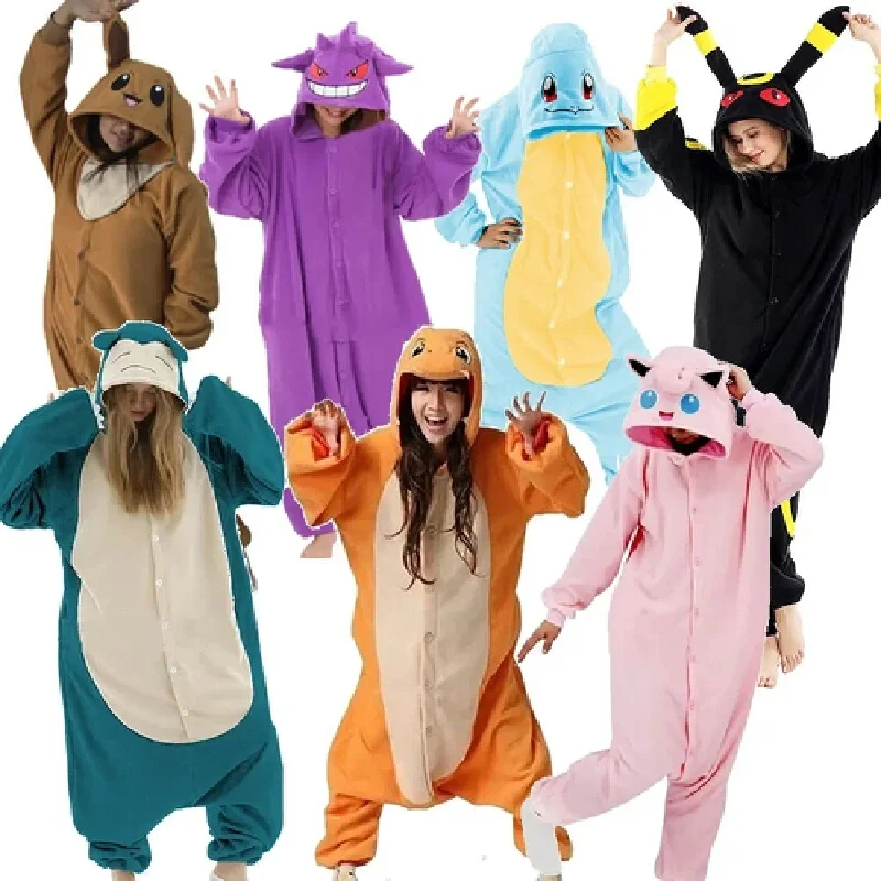 TAKARA TOMY Pokemon Cosplay Kigurumi Onesie Snorlax Jigglypuff Umbreon Gengar Costume Halloween Adult Anime Bulbasaur Pajamas