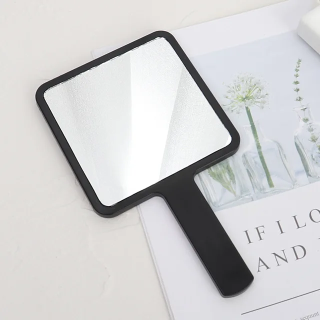 FEN28-Miroir de maquillage carré à poignée compacte, accessoire pour salon de beauté