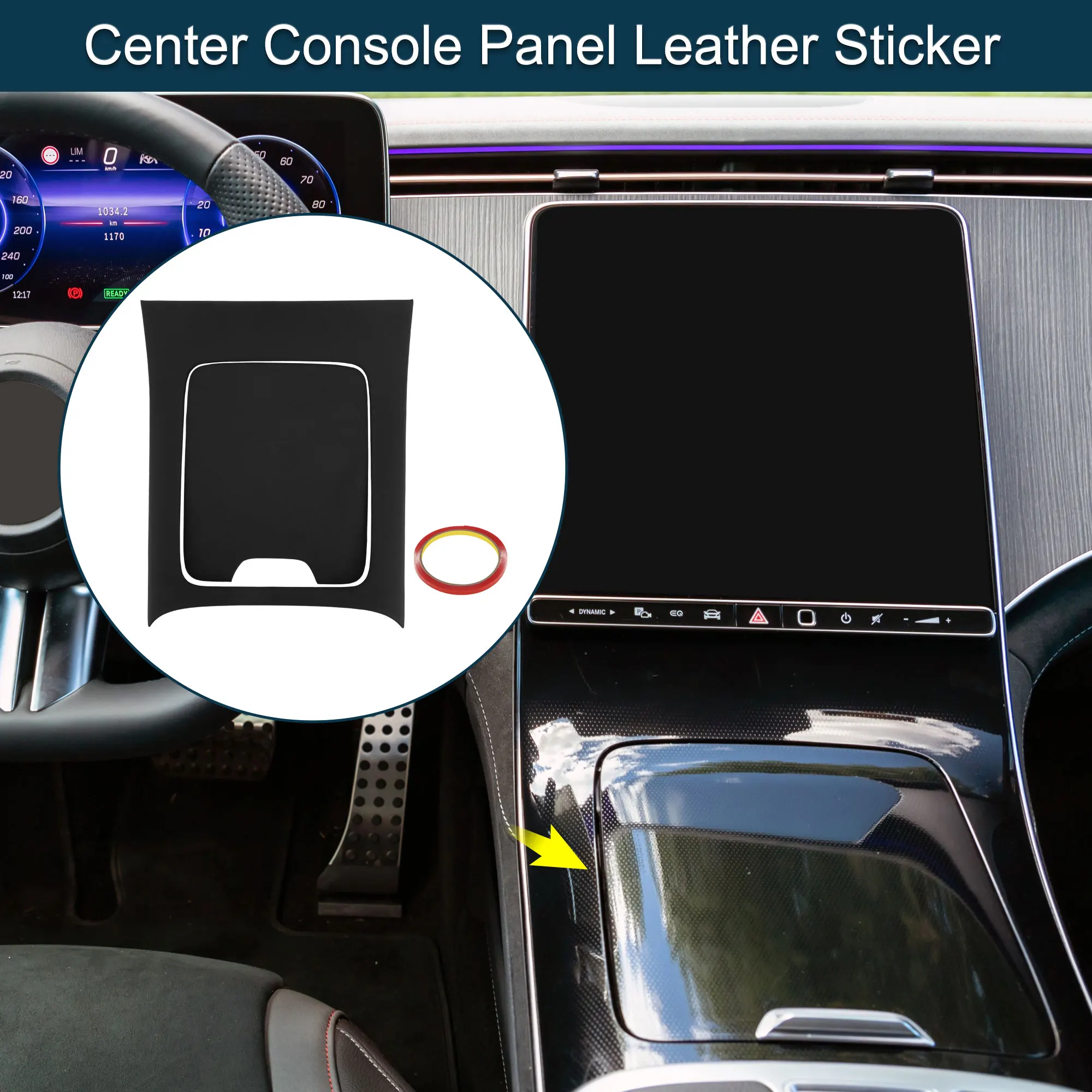 

Наклейка на панель центральной консоли UXCELL для Mercedes-Benz EQE350 2022-2024, черная, 1 комплект