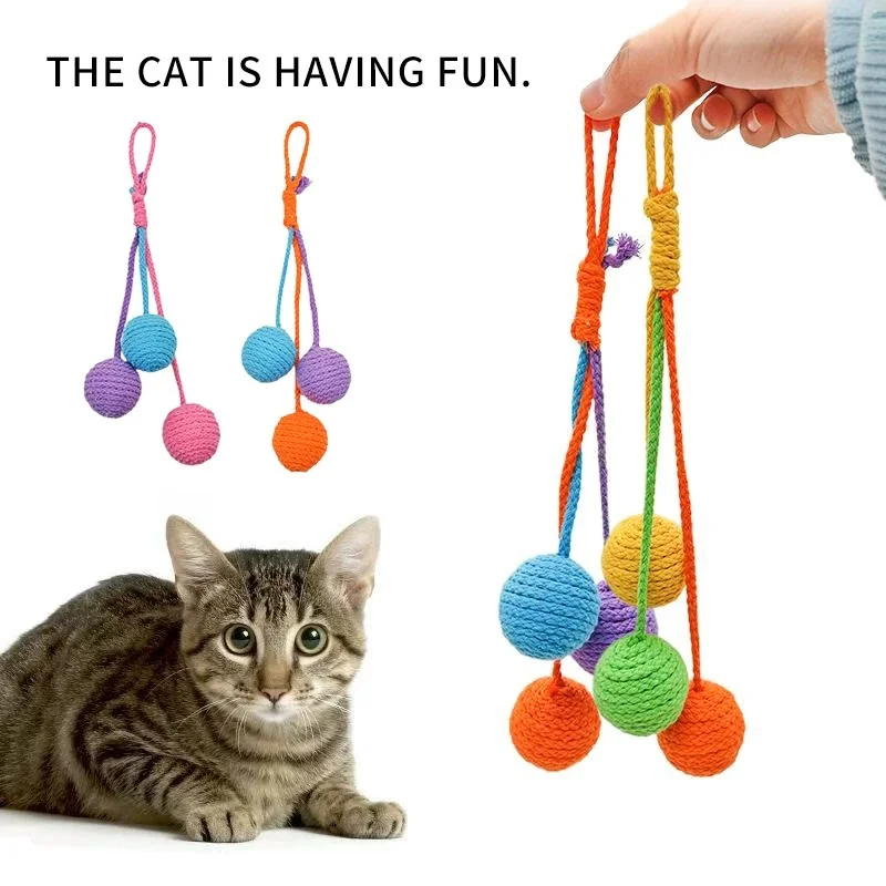 

Cat Toy Hanging Sisal Ball Grinding Teeth Ball Grinding Claw and Relieve Boredom Hemp Rope Toy Funny Cat Toy Ball Pet Supplies