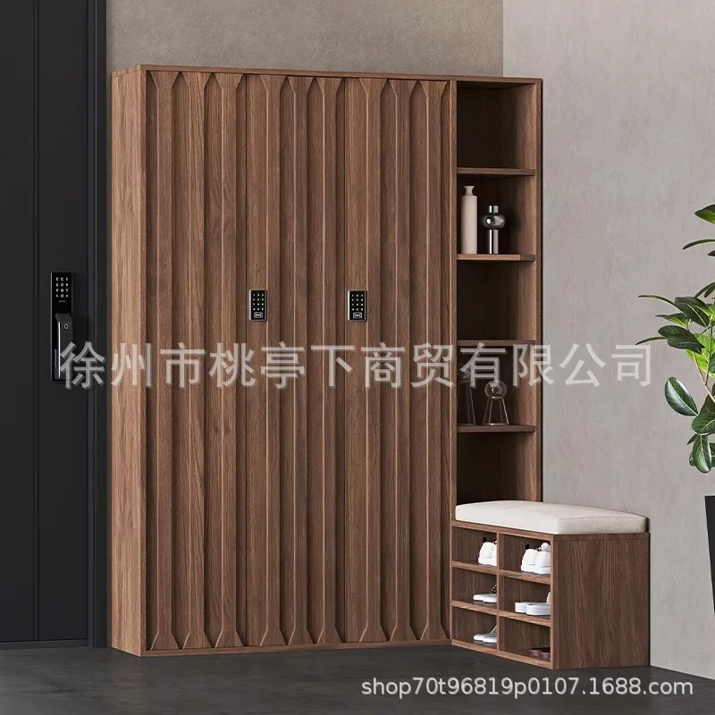 high-end home shoe cabinet, locker integrated door corridor with password lock, shoe change stool, entrance cabinet, storage