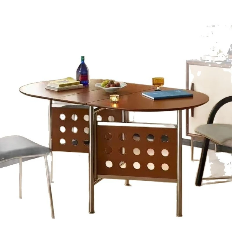 

foldable rock slab retro dining table oval household dining table and chair combination small