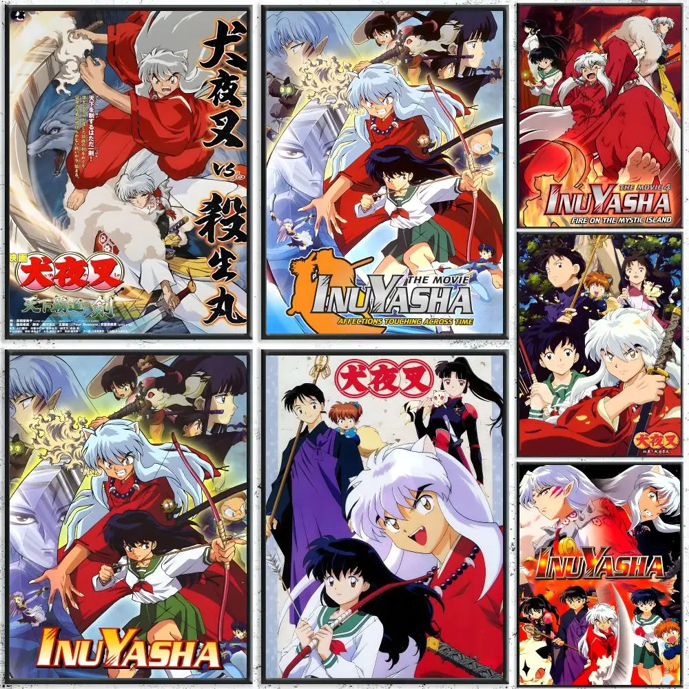 Anime Inuyasha Poster Self-Adhesive Waterproof Wall Stickers, Coffee Bar Home Wall Decor