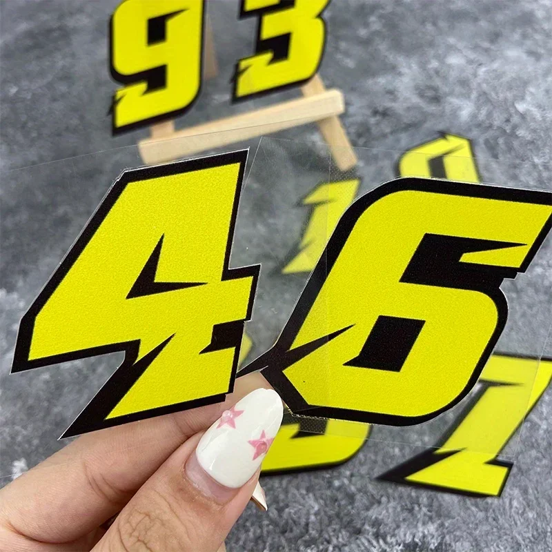 1PC 0123456789 Yellow Number Motorcycle Stickers Motorbike Helmet Fuel Tank Side Panels Scooter DIY Moto Fashion Vinyl Decals