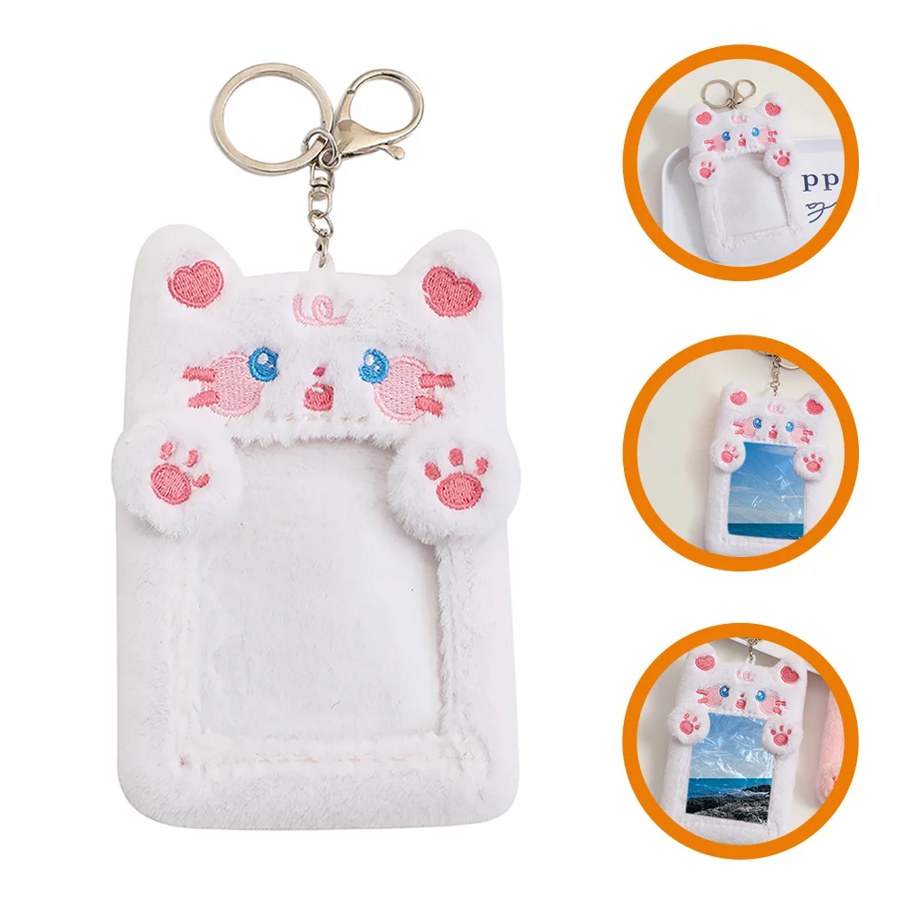 

Bus Card Holder Plush Postcards Keychain Visible Badge Sleeve Id Stuffed Animal