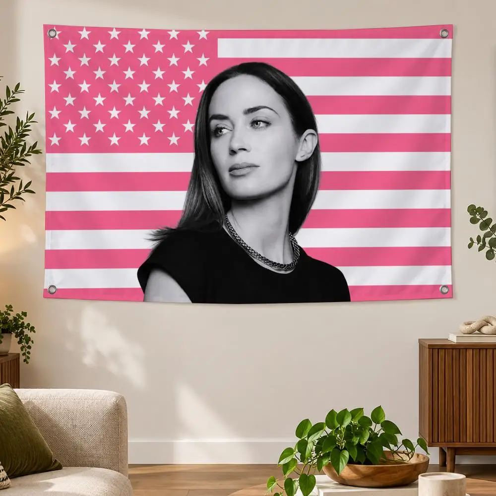 Actress British Hollywood Film Vivid E-Emily Blunt Flags Banner Decor for Bedroom,Garden,Party,Club,Indoor Outdoor, Fan Gift