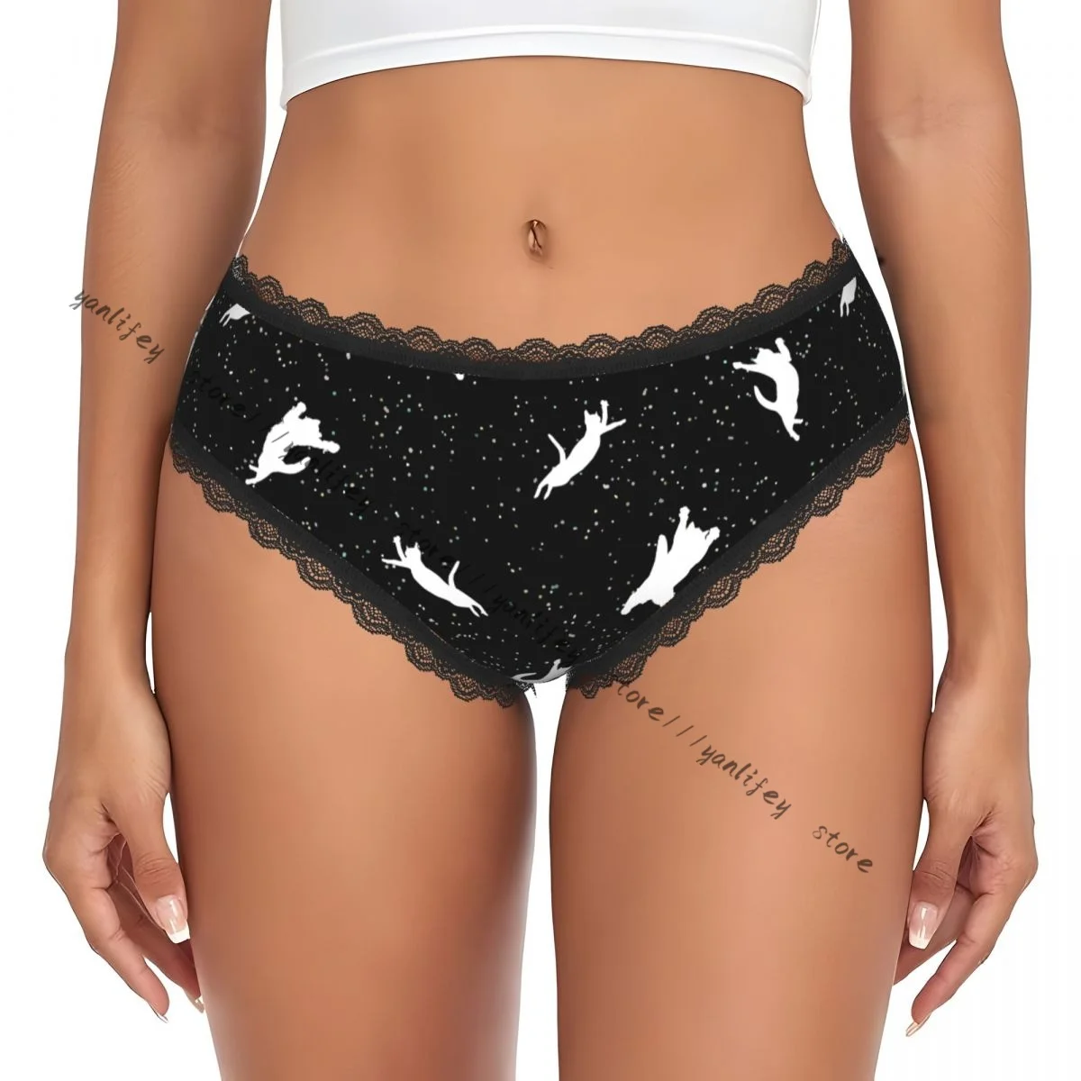 Space Cats Ladies Lace Panties Woman Low Waist Briefs