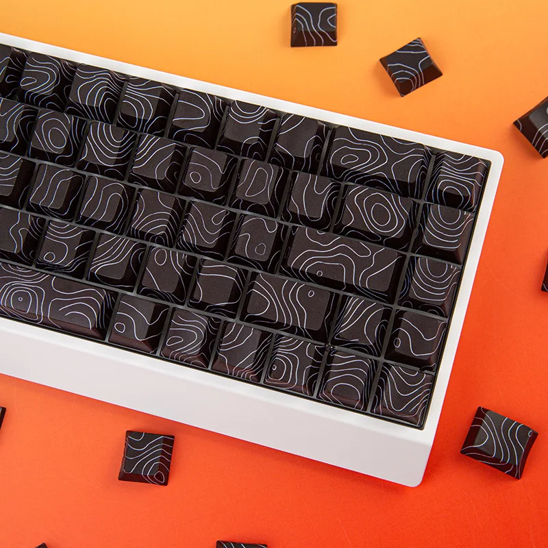 Black side engraved contour line mechanical keyboard keycap full set of hot sublimation personalized e-sports spot e-sports wind