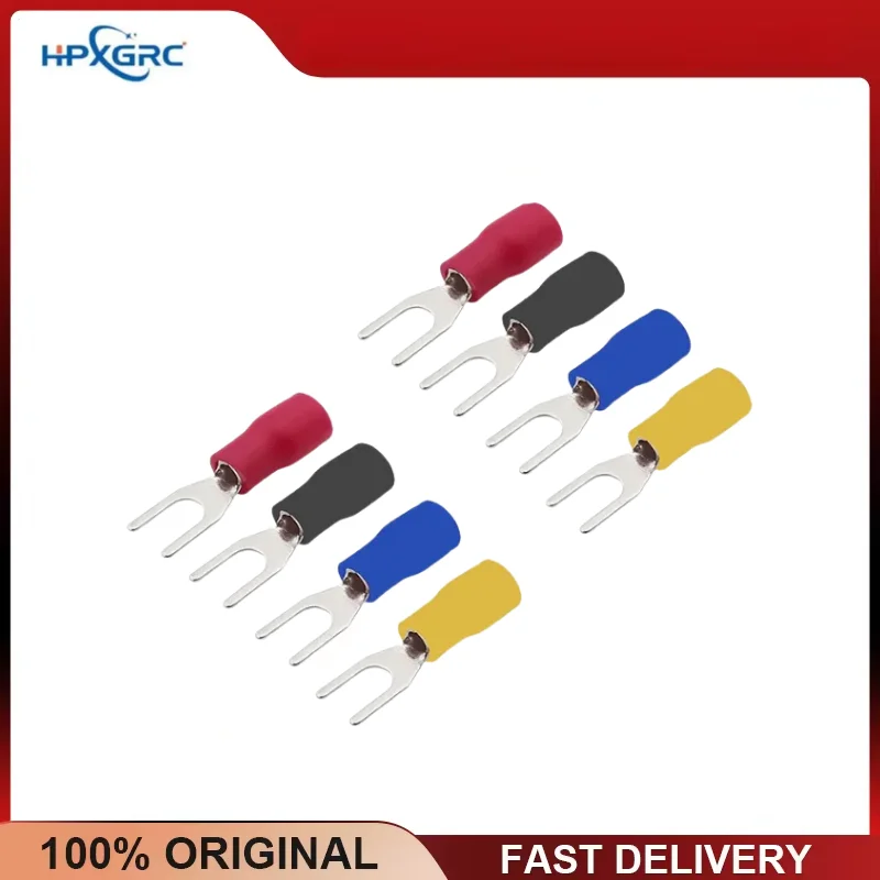 HPXGRC SV1.25-4S Insulated Crimp Terminal Kit, Brass Fork/Ring/Spade Connectors for RC DIY Wiring