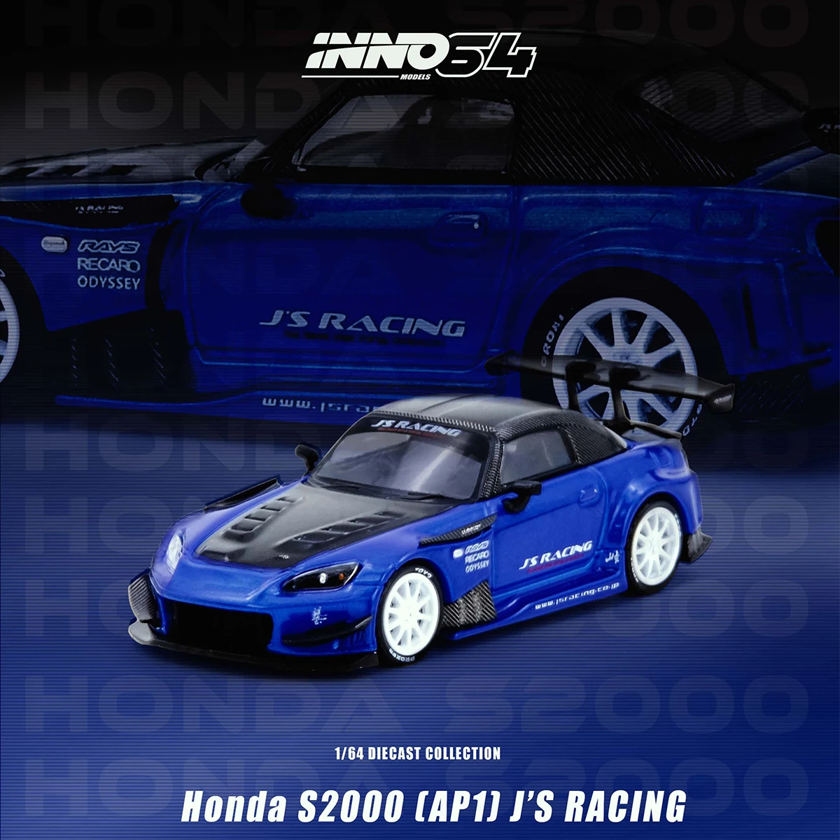 

Предпродажа INNO 1:64 HONDA S2000 J’S RACING Синяя литая под давлением диорама Коллекция моделей автомобилей Миниатюрные игрушки