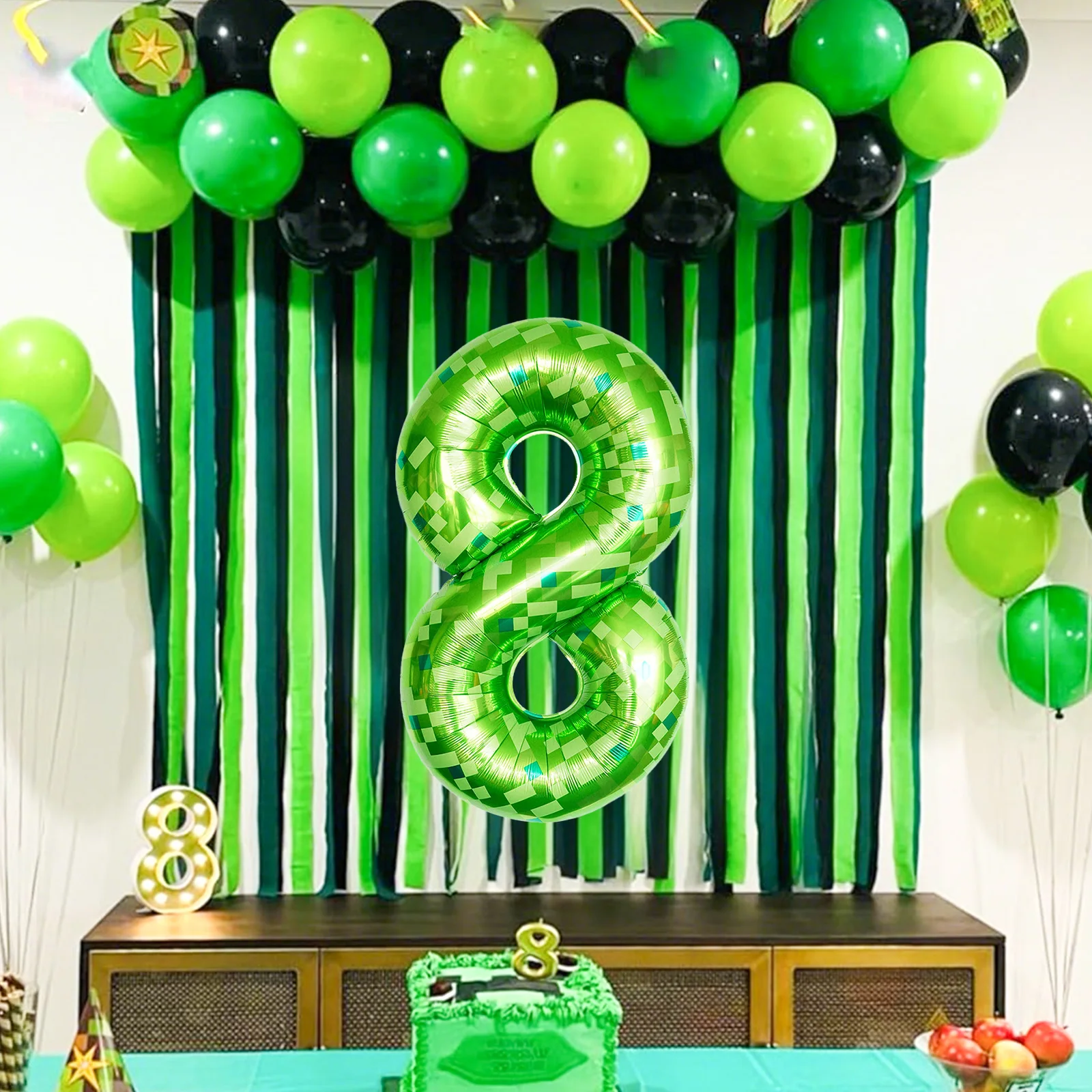 40 Zoll „My World“ Riesen-Grüne Pixel-Miner-Themen-Zahlenballons 0-9, Geburtstagsparty-Dekorationen, Zubehör für Kindergeburtstagsgeschenke – Detail 4