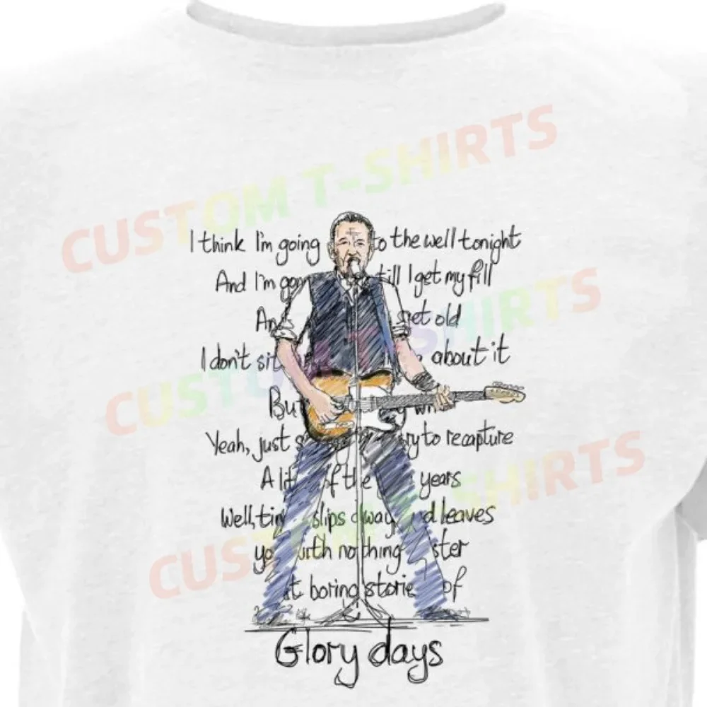 

198 43_Bruce_Springsteen_–_Glory_days Fans' comic-style hand-drawn pattern T-shirts for both men and women in summer