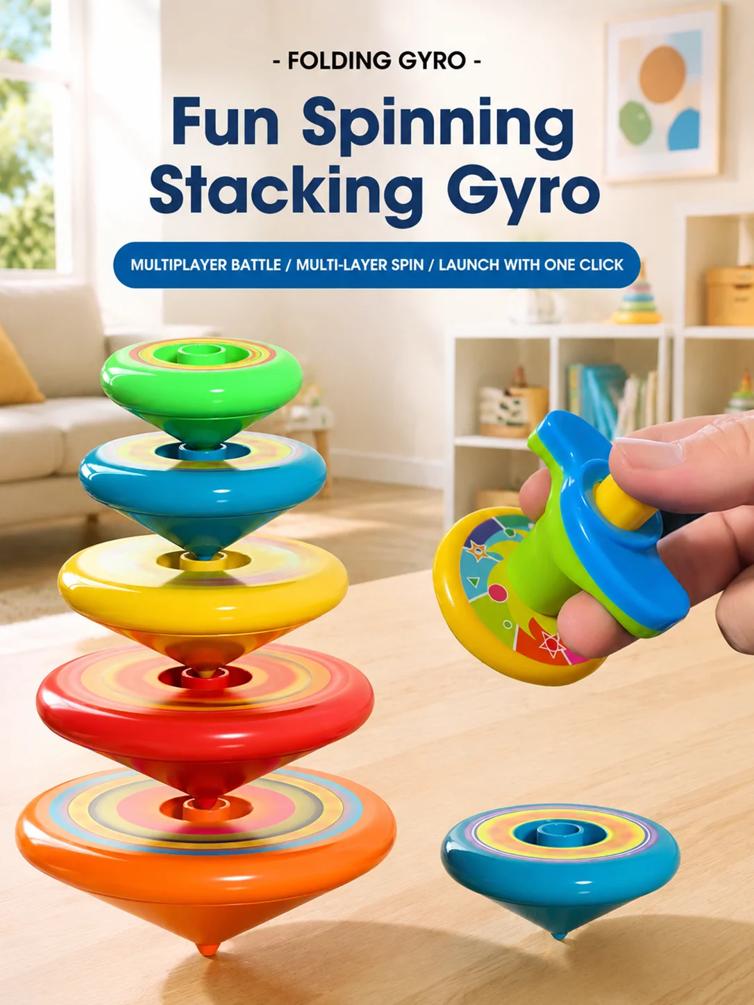 Classic Five-Layer Stacking Spinning Top Toys Parent-Child Multi Person Gathering Interactive Game Creative Kids Christmas Gifts