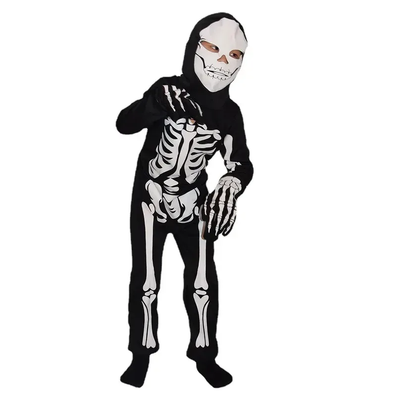Halloween Children Skeleton Costume Skeleton Ghost Cosplay Costume Role Playing Horror Theme Dance Party Ghost Costume Jumpsuit