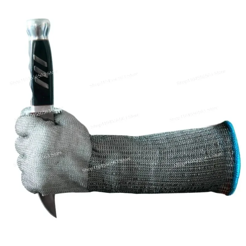 5 Level Stainless Steel Chainmail Gloves: Certified Cut/Stab Resistant Butcher Glove, Anti-Slip Safety Glove