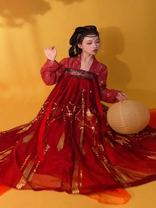 Ancient Chinese Costume Women Clothes Traditional Hanfu Women Plus Size Tang Dynasty Dance Costumes Folk Fairy Dress Red Outfits