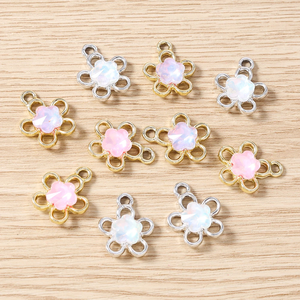 Tusember 10 Stück 14*18mm Niedliche Exquisite Kristallblumen-Anhänger für Schmuckherstellung DIY Tropfenohrringe Halskette Basteln – Detail 4