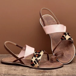 Summer Women Sandals 2022 New bohemia Flat  Fashion Leopard splicing  Clip Toe Flip Flops Beach Shoes Female Sandalias