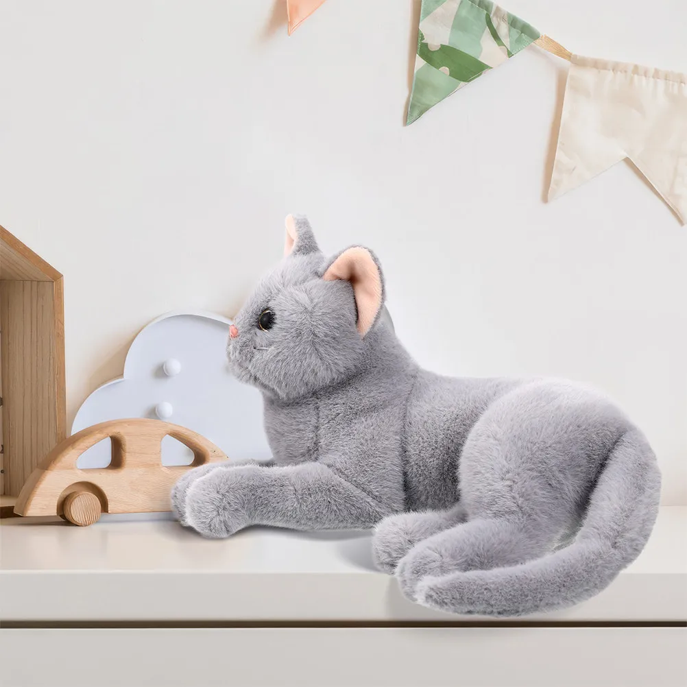 

Adorable Stuffed Cat Cartoon Decoration Soft Skin-Friendly Lifelike Simulated Shape for Home Office Car Kids Pillow Small