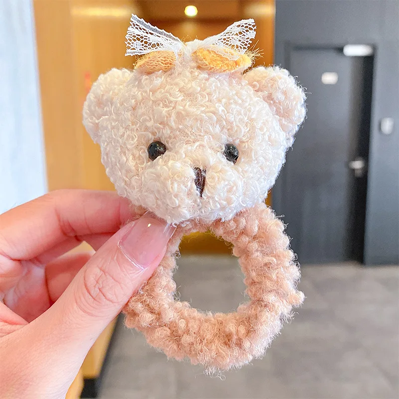 Niedliche Plüsch-Bären Elastische Haarbänder für Mädchen Kinder Modische Kopfbedeckung Stirnband Damen-Haaraccessoires – Detail 9
