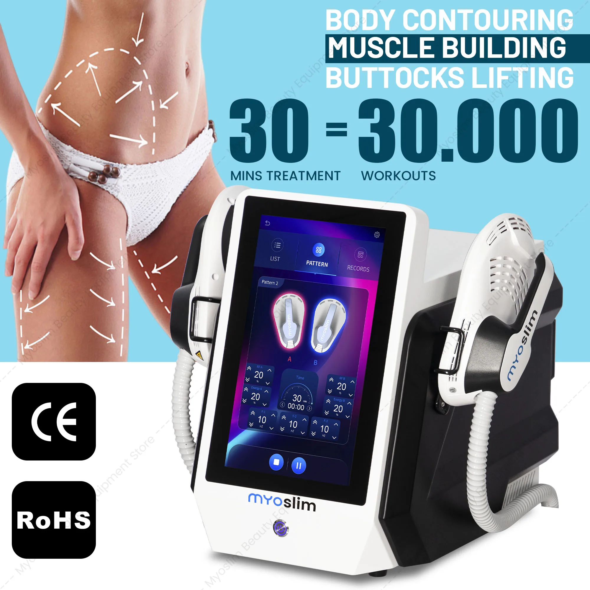 EMSZERO 6500W HIEMT EMS Body Sculpt Machine Eletric Muscle Stimulator Muscle Massager Fat Burner Weight Loss Butt Lifter Shaper