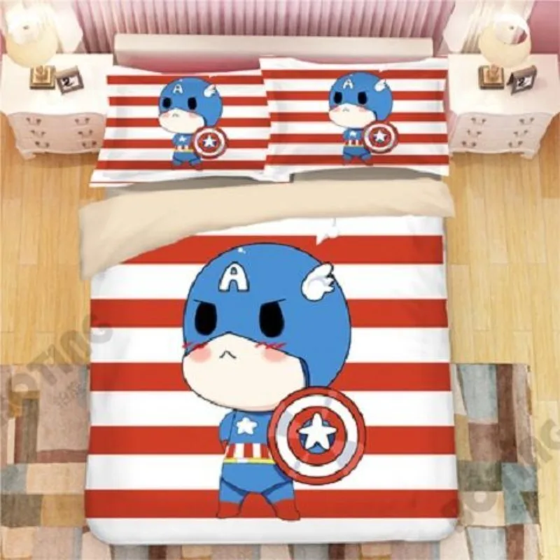 cartoon-captain-america-four-piece-marvel-bed-sheet-quilt-cover-iron-man-spider-man-anime-boy-three-piece-bedding-wholesale